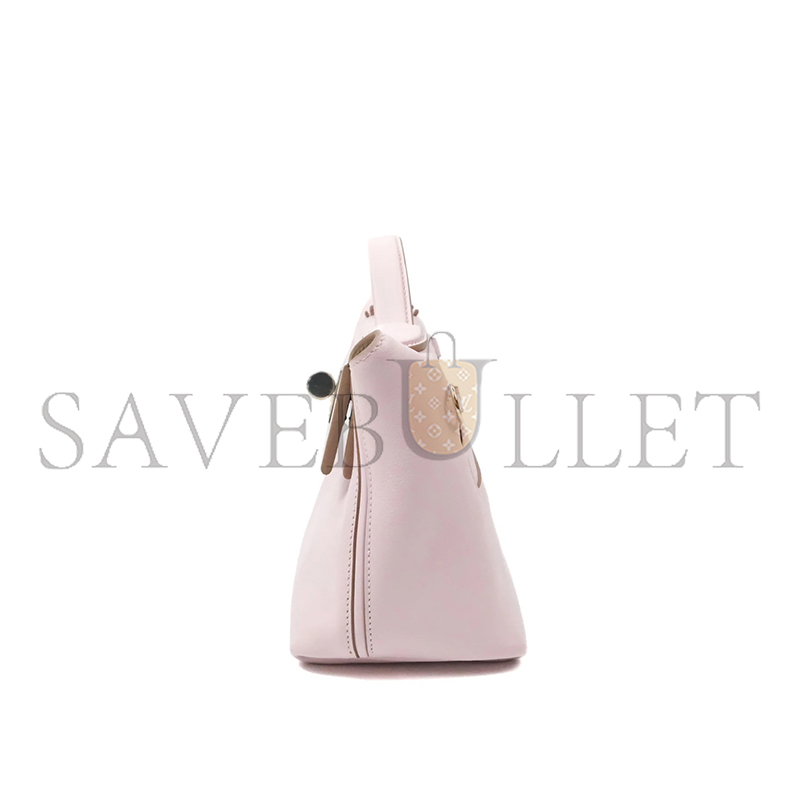 HERMES 2424 21 MINI MAUVE PALE EVERCOLOR AND SWIFT PALLADIUM HARDWARE (21*16*12cm)